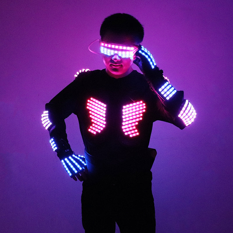 Full Color LED Armor Luminous Jackets Light Up Costume Suit Bar Dance Team DS Singer DJ Nightclub Performance Clothing