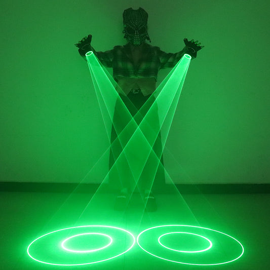 New Green Rotating Laser Gloves Whirlwind Handheld Laser Cannon DJ Dancing Club Tunnel Effect Vortex Laser Glove LED Light
