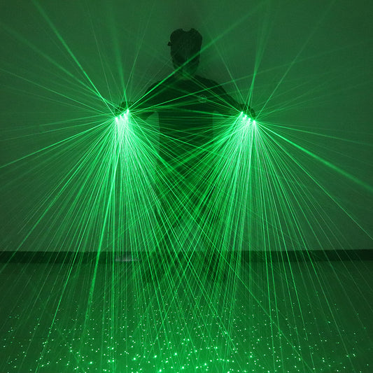 2 in 1 Green Laser Gloves DJ Singer Bar Nightclub Laser Show Props LED Robot Mechanical Multi-ray Gloves