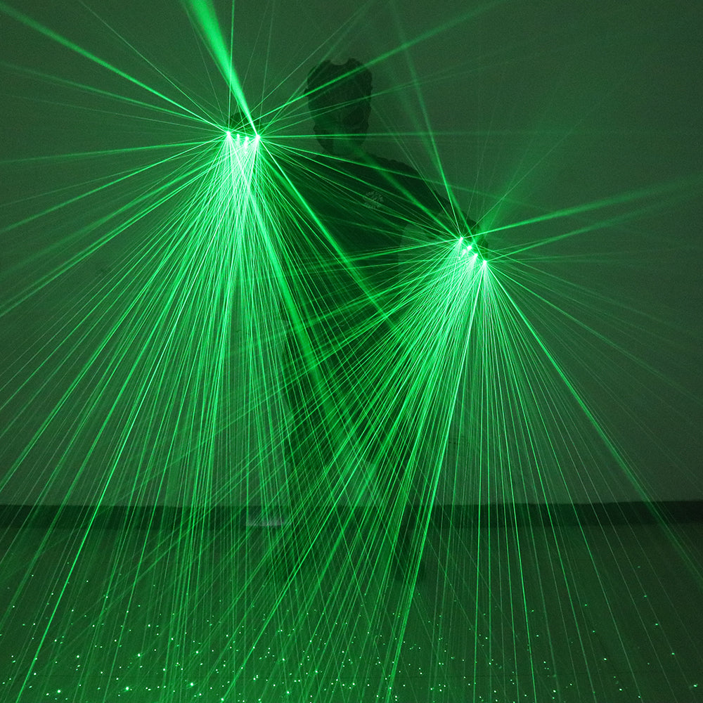 2 in 1 Green Laser Gloves DJ Singer Bar Nightclub Laser Show Props LED Robot Mechanical Multi-ray Gloves