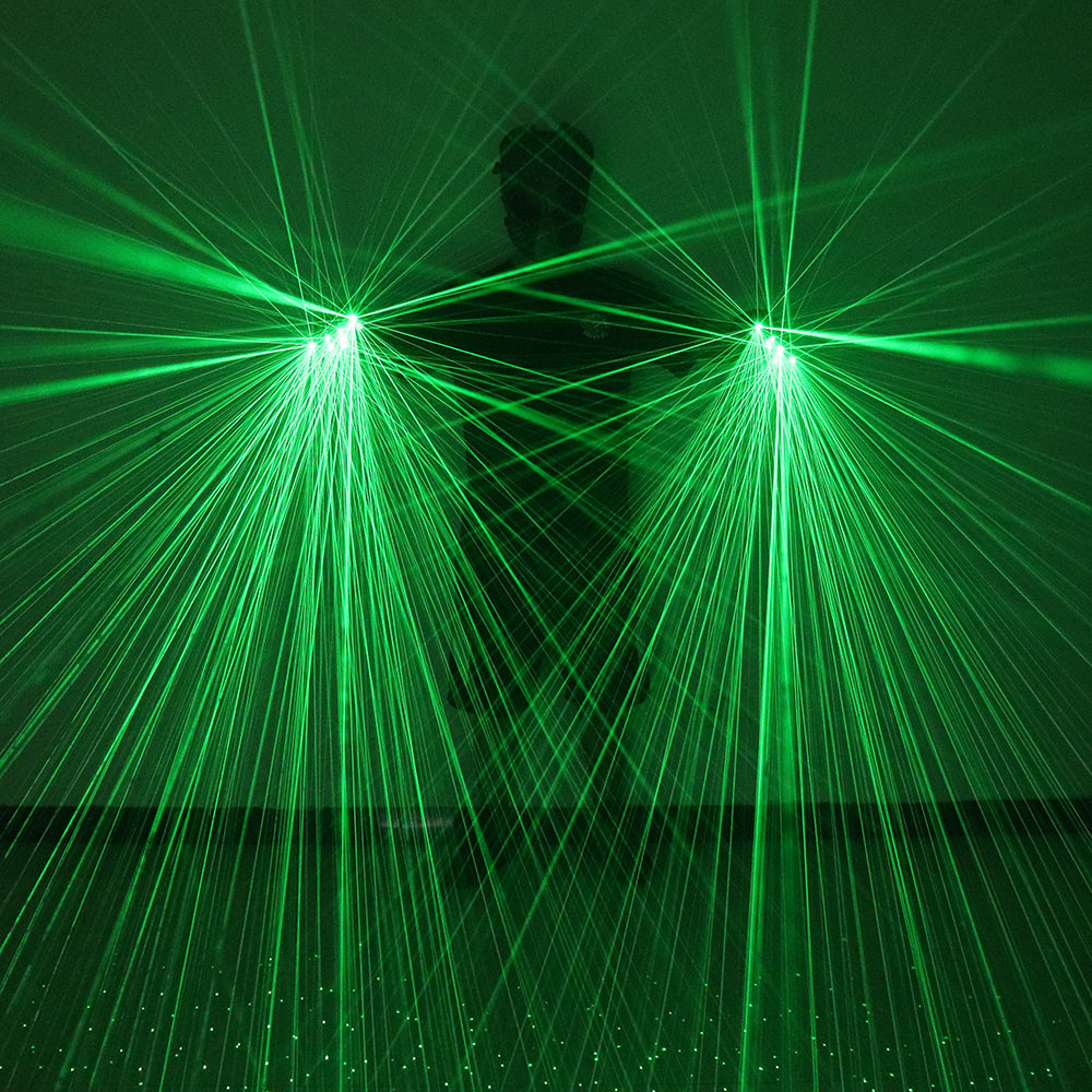 2 in 1 Green Laser Gloves DJ Singer Bar Nightclub Laser Show Props LED Robot Mechanical Multi-ray Gloves