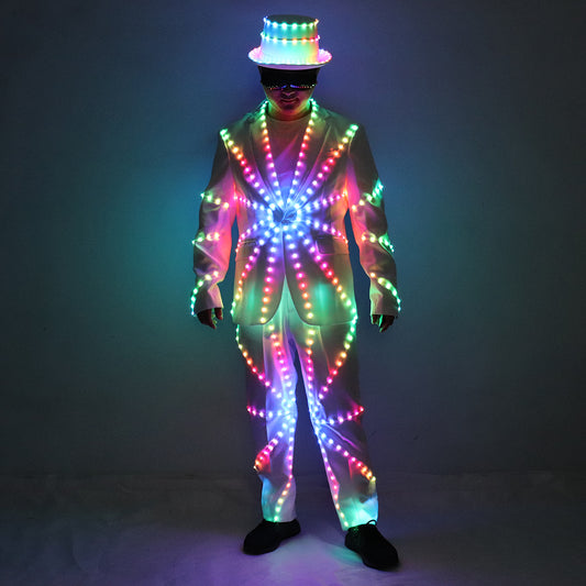Full Color LED Suit Costumes Clothes Lights Glowing Stage Dance Performance Show Dress Luminous Light Up Clothing For Night Club