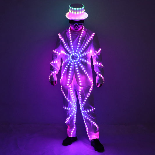 Full Color LED Suit Costumes Clothes Lights Glowing Stage Dance Performance Show Dress Luminous Light Up Clothing For Night Club