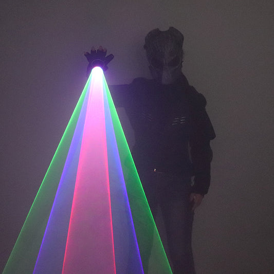 RGB Laser Gloves Handheld Whirlwind Laser Cannon Auto Rotating Multicolour Laser Vortex Gloves Nightclub Performance Props