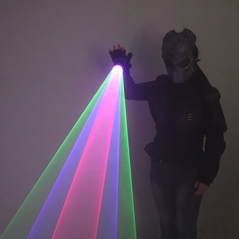 RGB Laser Gloves Handheld Whirlwind Laser Cannon Auto Rotating Multicolour Laser Vortex Gloves Nightclub Performance Props