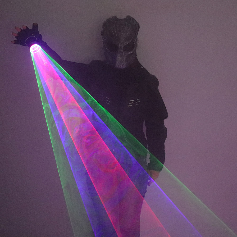 RGB Laser Gloves Handheld Whirlwind Laser Cannon Auto Rotating Multicolour Laser Vortex Gloves Nightclub Performance Props