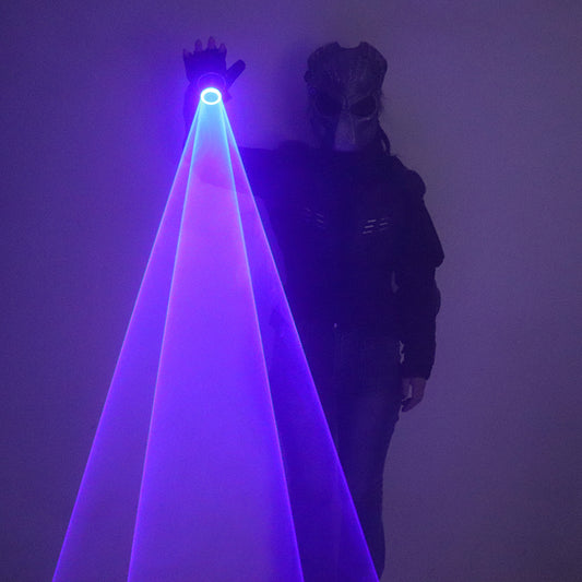 Blue Auto Rotating Laser Gloves Finger Lamp Whirlwind Handheld Tunnel Effect LED Lighting Gloves DJ Dancing Club Party Supplies