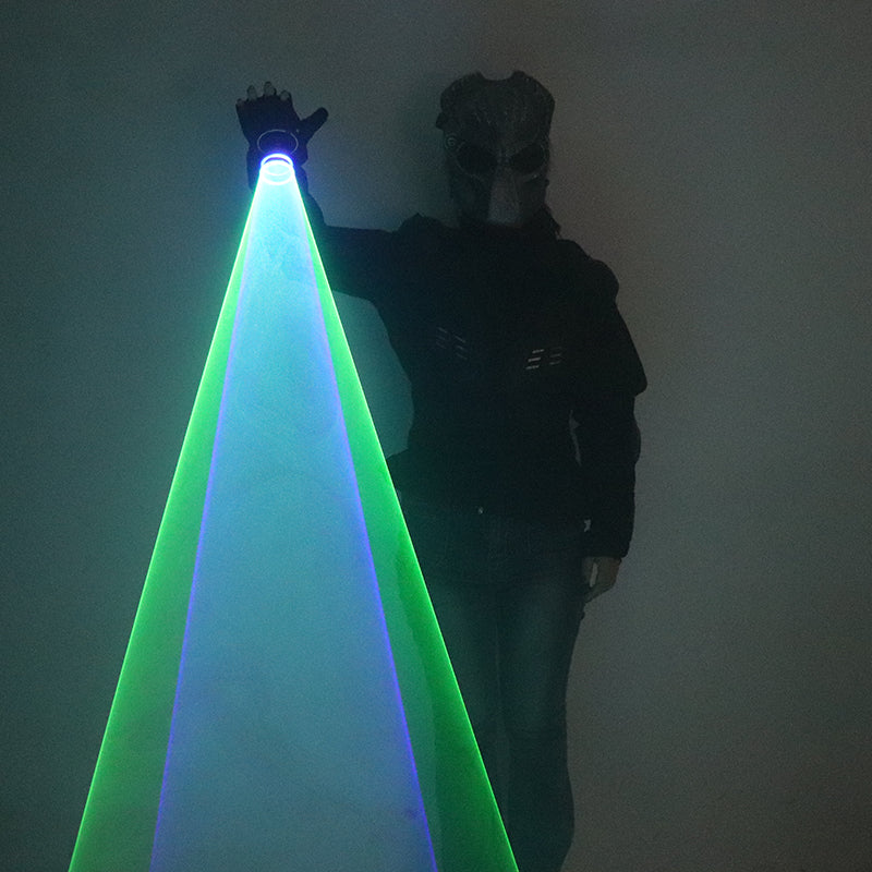 New Blue Green Laser Gloves DJ Tunnel Effect Auto Rotating Vortex Laser Glove Multicolour LED Luminous Costumes Accessories