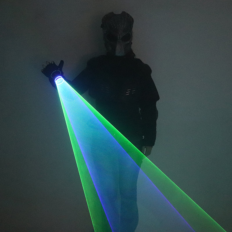 New Blue Green Laser Gloves DJ Tunnel Effect Auto Rotating Vortex Laser Glove Multicolour LED Luminous Costumes Accessories