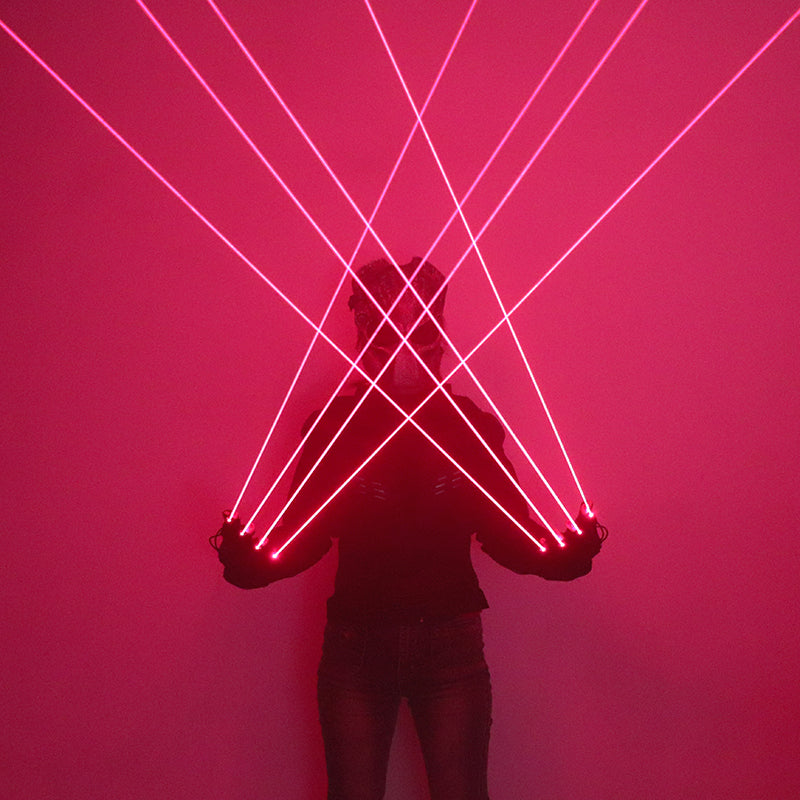 650nm Red Laser Gloves Stage LED Gloves Laser Light,Dress Up LED Robot Glowing Dress Bar Party Music Festival Cool Props