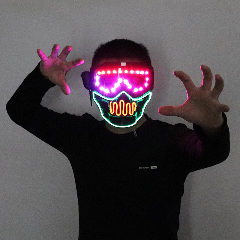 Full Color LED Luminous Mask Goggles Cosplay Party Halloween Birthday Bar Props Gothic Anti-Fog Men and Women Glowing Mask