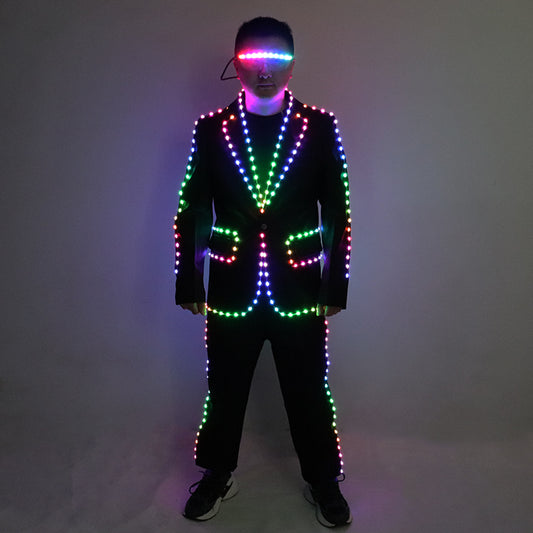 Full Color LED Suit Digital Remote Control LED Costume For Wedding Stage Hosting,Bar Nightclub Man Luminous Clothing