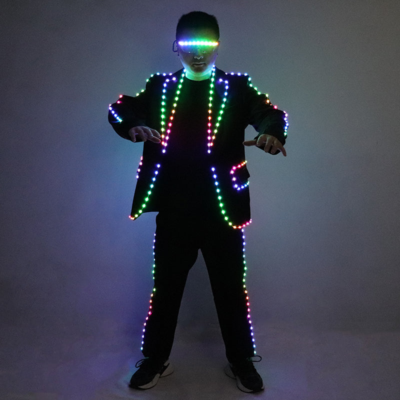 Full Color LED Suit Digital Remote Control LED Costume For Wedding Stage Hosting,Bar Nightclub Man Luminous Clothing
