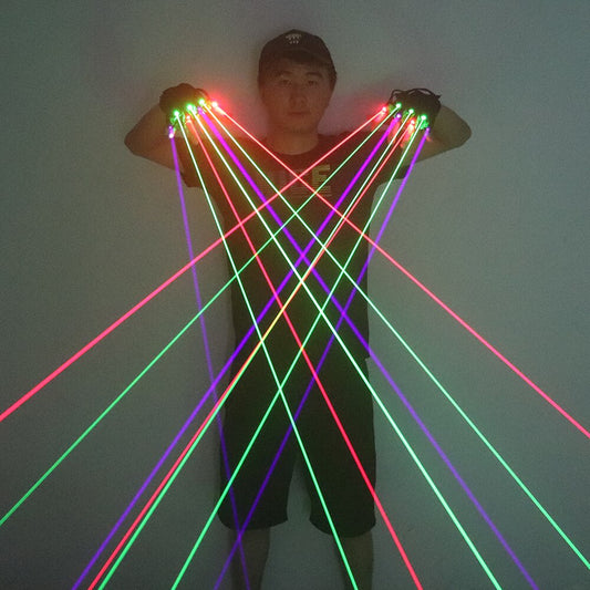 Color Laser Gloves 3pcs Green + 2pcs Red + 2pcs Purple Laser Beam Gloves, For Laser man Bar Party Stage Show
