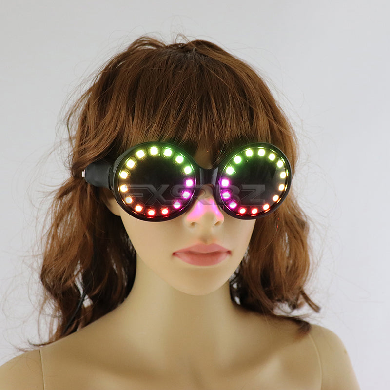 Full Color LED Glasses Rainbow Neon Light Glasses USB Port Rezz Luminous Goggles Sunglasses Carnival EDM Show Lighting Props
