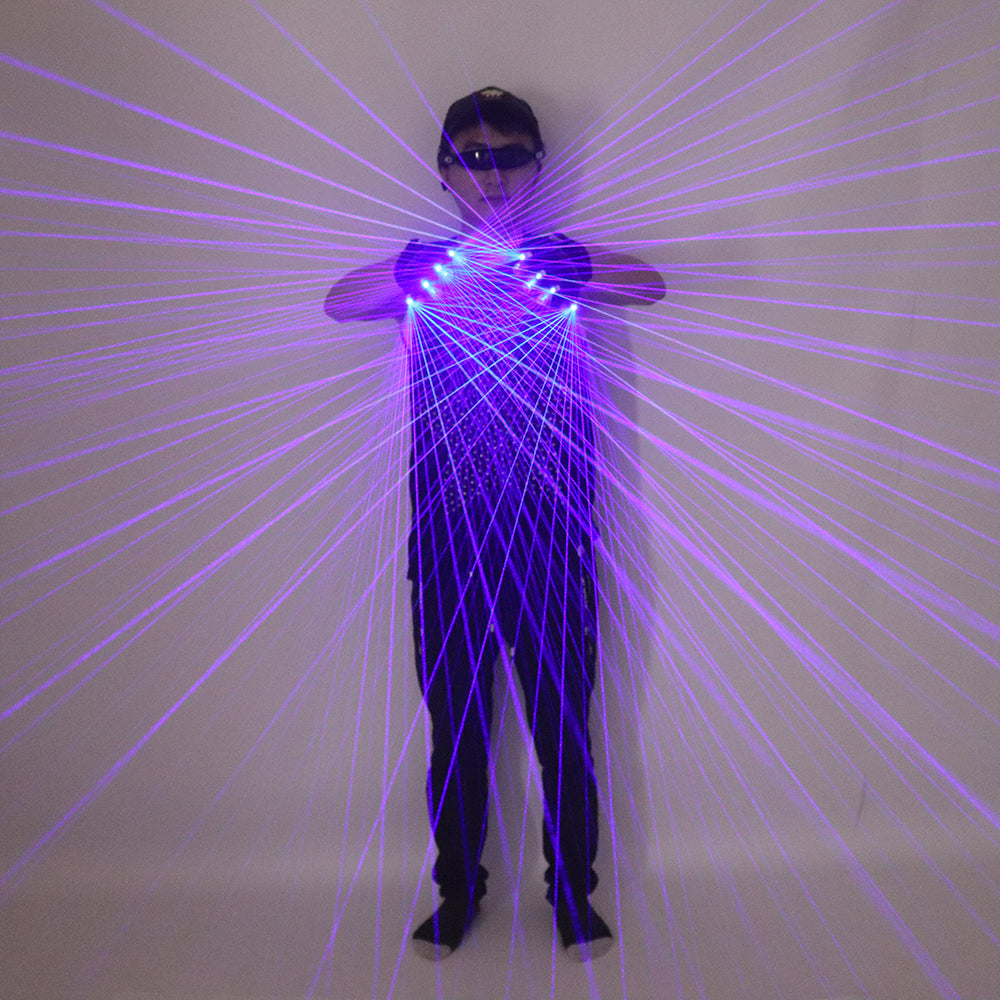 2 in 1 Blue Laser Gloves LED Laser Multi-ray Gloves DJ Singer Robot Bar Disco Nightclub Laser Show Props