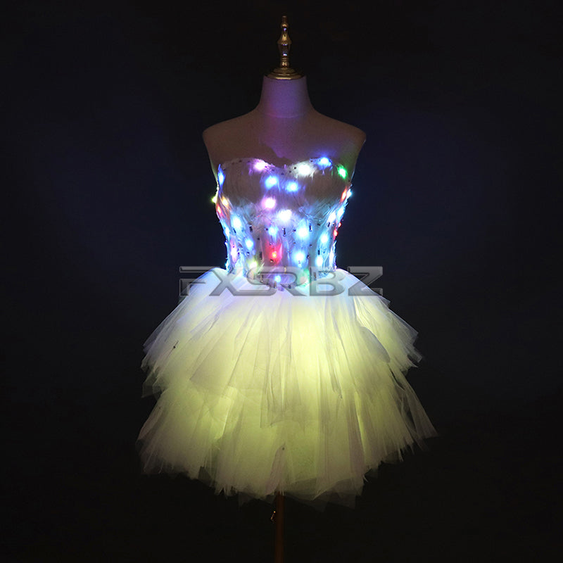 Color LED Dress Fashion Luminous Clothing Ballet LED Short Skirt Costume Glowing Tutu Sexy Lady Dance Light up Clothes