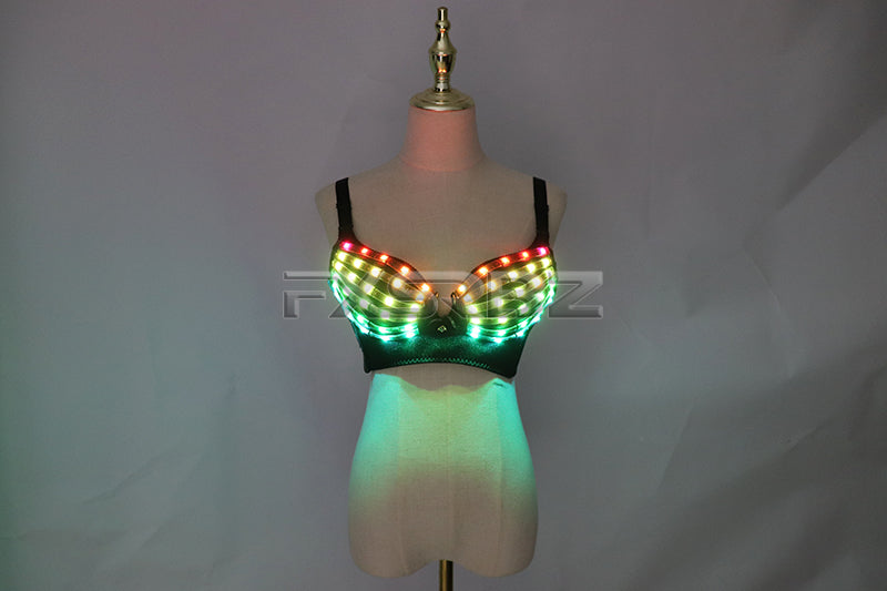 Full Color LED Bra Discolored Sexy Underwear Party Dress Belly Dance Light up Bra Luminous Costumes glowing bikini outfits