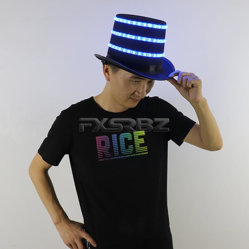 LED Hat Glowing Hat Magician Luminous Cap Fluorescent LED Costume Accessories DJ Singer Dance Performance Party Neon Props