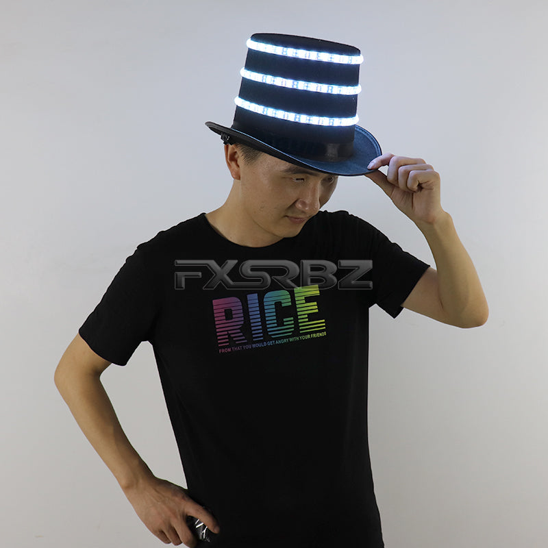 LED Hat Glowing Hat Magician Luminous Cap Fluorescent LED Costume Accessories DJ Singer Dance Performance Party Neon Props