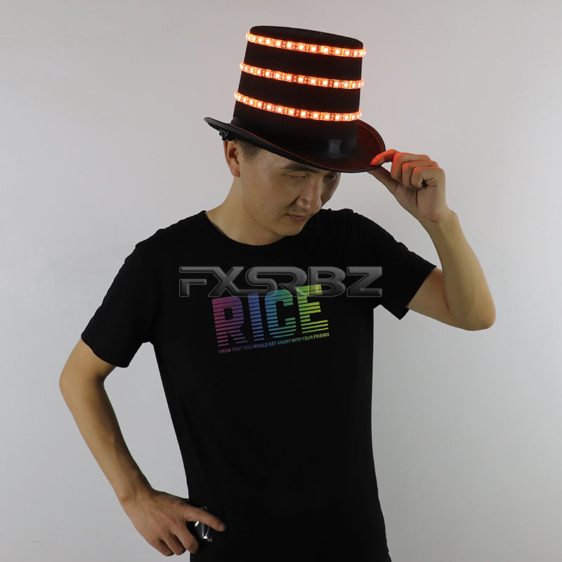 LED Hat Glowing Hat Magician Luminous Cap Fluorescent LED Costume Accessories DJ Singer Dance Performance Party Neon Props