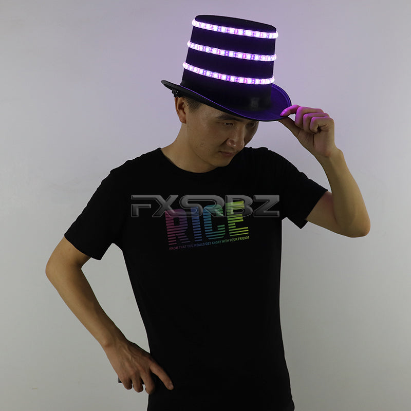 LED Hat Glowing Hat Magician Luminous Cap Fluorescent LED Costume Accessories DJ Singer Dance Performance Party Neon Props