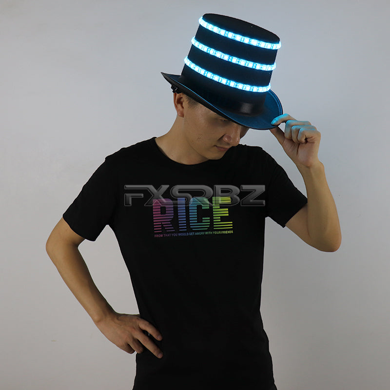 LED Hat Glowing Hat Magician Luminous Cap Fluorescent LED Costume Accessories DJ Singer Dance Performance Party Neon Props