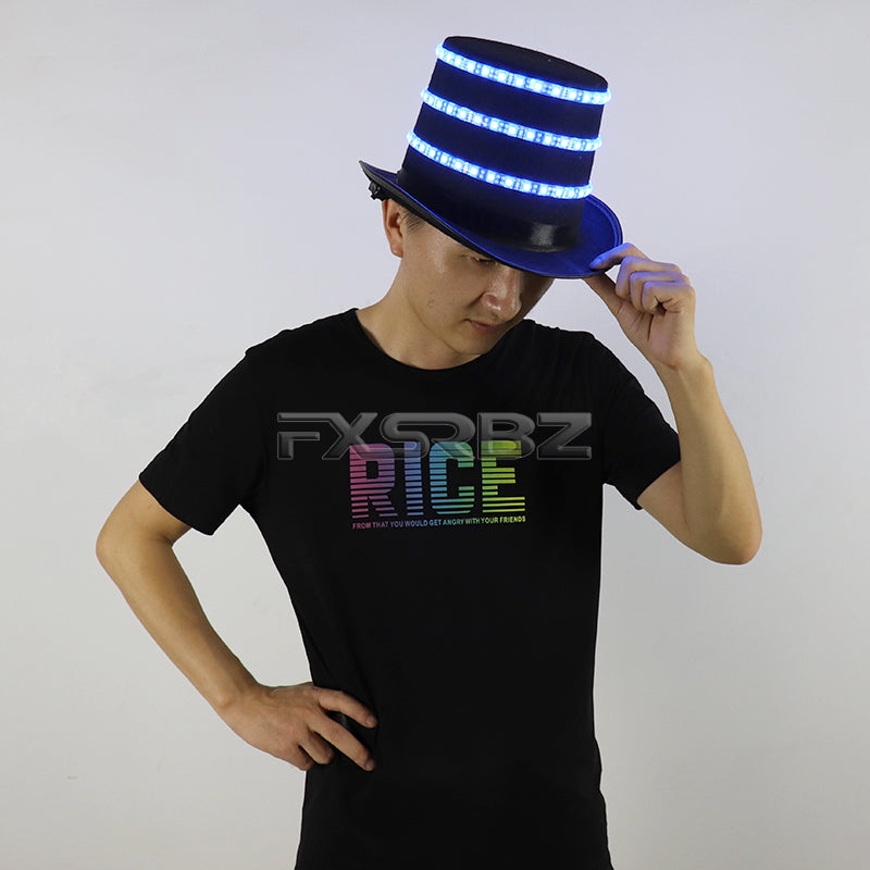 LED Hat Glowing Hat Magician Luminous Cap Fluorescent LED Costume Accessories DJ Singer Dance Performance Party Neon Props