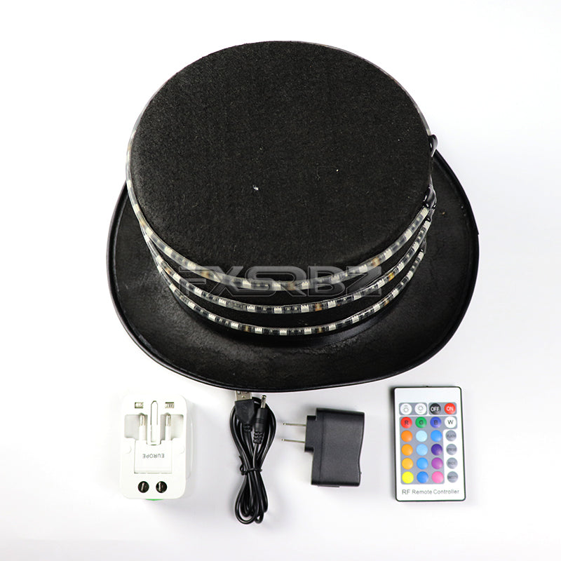 LED Hat Glowing Hat Magician Luminous Cap Fluorescent LED Costume Accessories DJ Singer Dance Performance Party Neon Props
