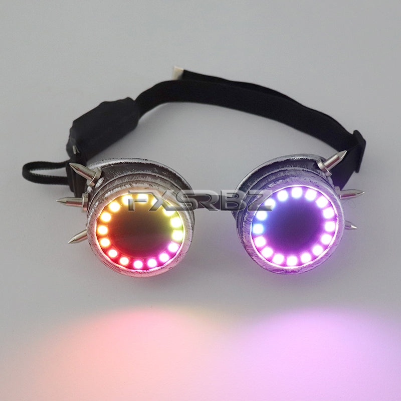 Pixel LED Glasses Rechargeable Rivet Glasses Kaleidoscope Lenses 366 Modes Colorful Lights Glowing Goggles