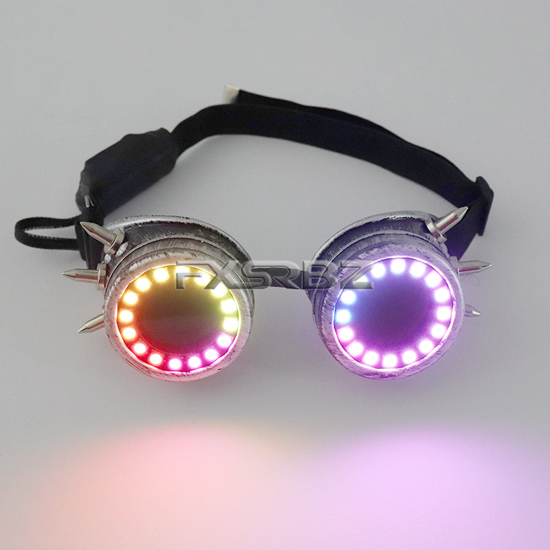 Pixel LED Glasses Rechargeable Rivet Glasses Kaleidoscope Lenses 366 Modes Colorful Lights Glowing Goggles