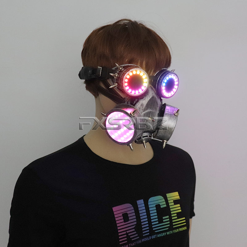 Pixel LED Glasses Mask Steam punk Goggles 366 Modes Tunnel Lights Mask Cosplay Bar Luminous Costume Accessories Rechargeable