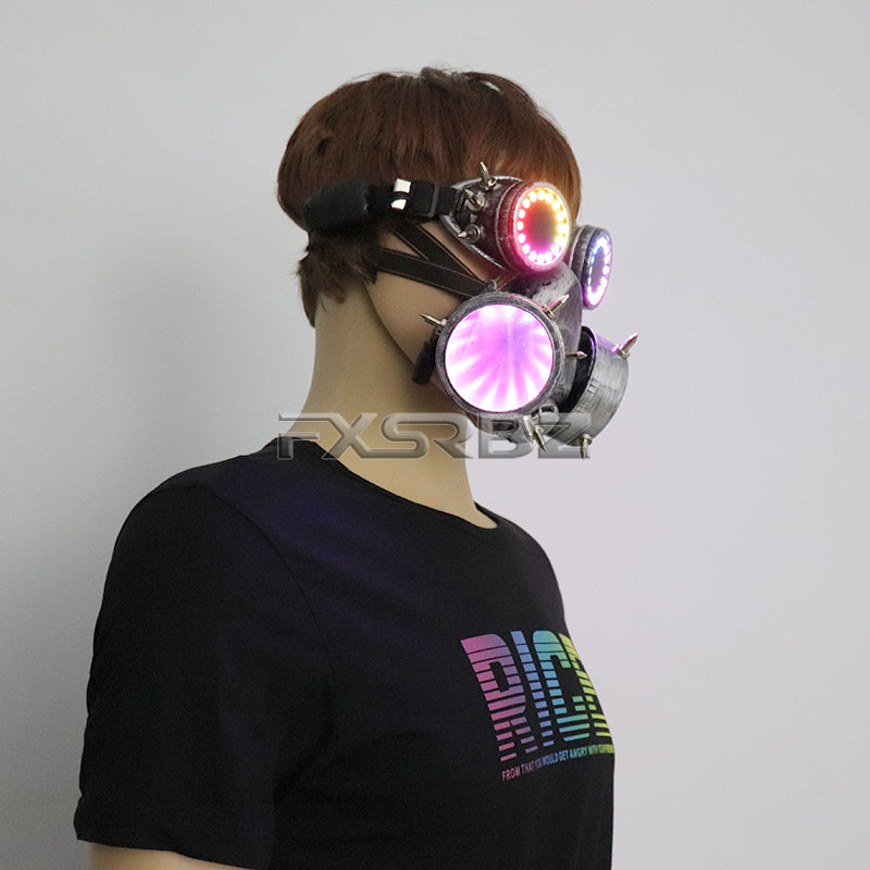 Pixel LED Glasses Mask Steam punk Goggles 366 Modes Tunnel Lights Mask Cosplay Bar Luminous Costume Accessories Rechargeable