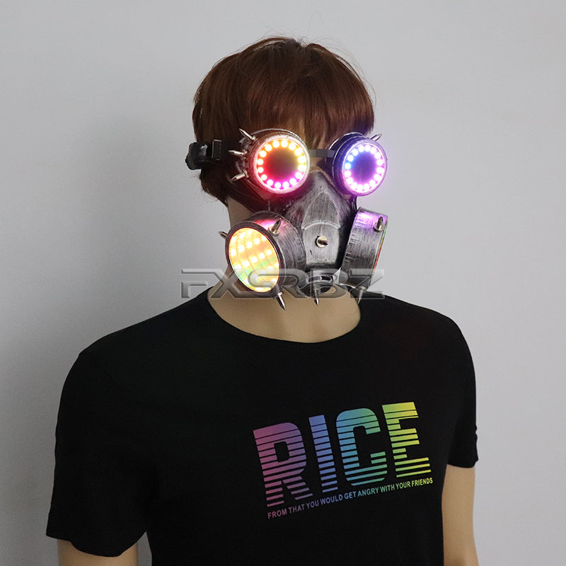 Pixel LED Glasses Mask Steam punk Goggles 366 Modes Tunnel Lights Mask Cosplay Bar Luminous Costume Accessories Rechargeable