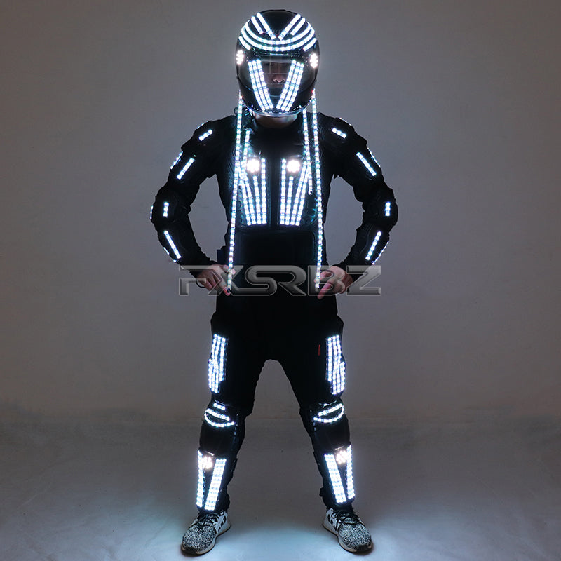 New LED Luminous Armor Clothing Glowing Costumes Christmas Halloween Light Up Jacket Dancing Performance LED Robot Suit