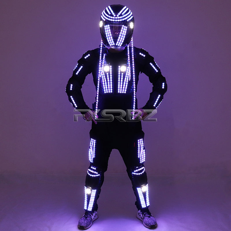 New LED Luminous Armor Clothing Glowing Costumes Christmas Halloween Light Up Jacket Dancing Performance LED Robot Suit