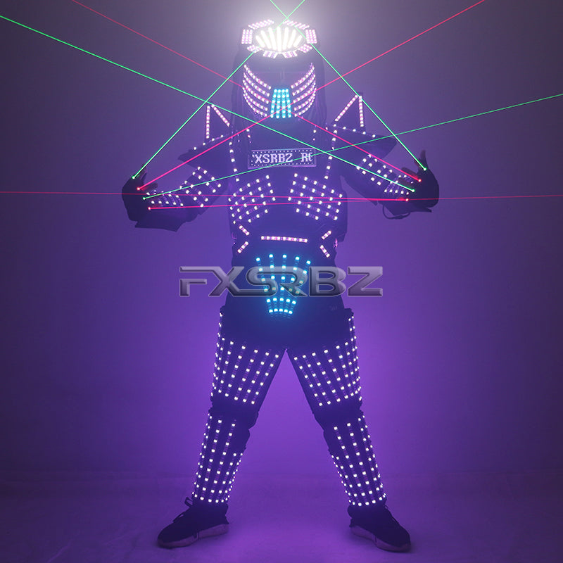 LED Robot Suit Costume Stage Dance RGB Luminous Armor Nightclub Bar Light Show Mechanical Dance LED Clothes jacket