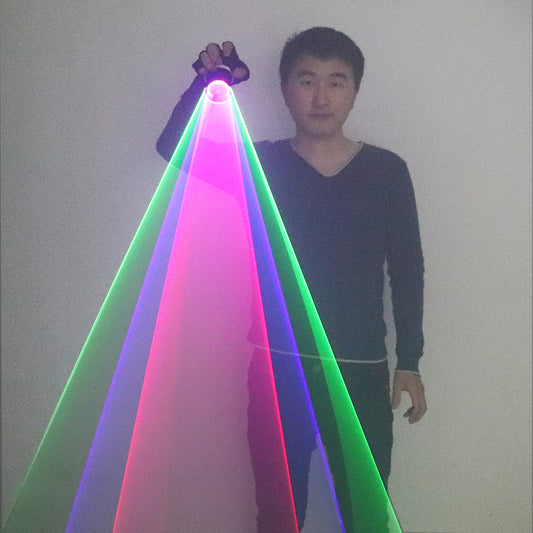 RGB Laser Gloves Handheld Whirlwind Laser Cannon Auto Rotating Multicolour Laser Vortex Gloves Nightclub Performance Props