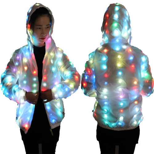 Colorful Coat LED Luminous Costume Halloween Dancing LED Lighting Robot Suit LED Glowing Clothing Christmas Party Clothes