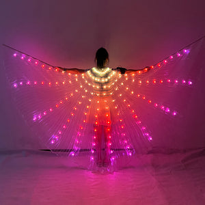 Women LED Isis Wings Remote Control Belly Dance Light Up Wings Butterfly Party Club Wear Flash Halloween Flexible Sticks