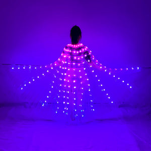 Women LED Isis Wings Remote Control Belly Dance Light Up Wings Butterfly Party Club Wear Flash Halloween Flexible Sticks
