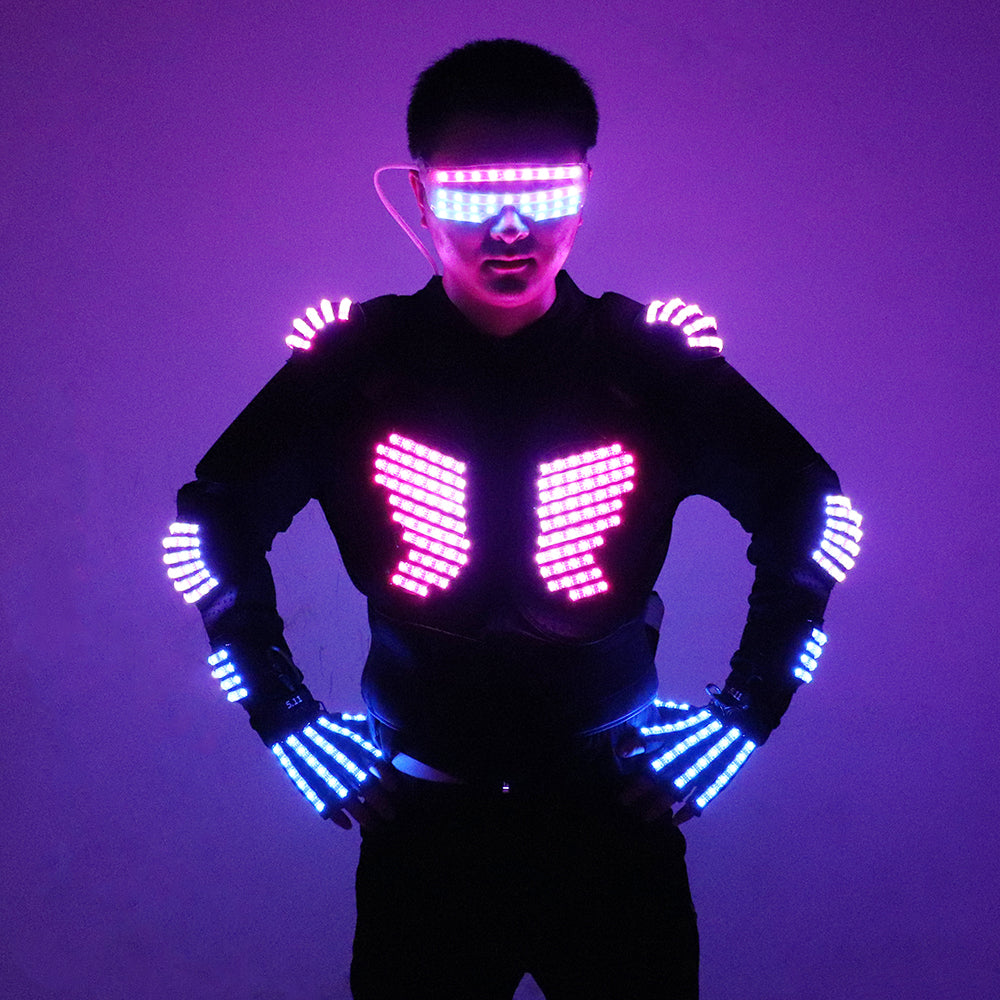 Led Cloth Full Color LED Armor Luminous Jackets Light Up Costume Suit Bar Dance ...