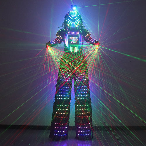 Predator LED RGB Costume Robots Suit DJ Party Show Light Glow Full Set W  Helmet