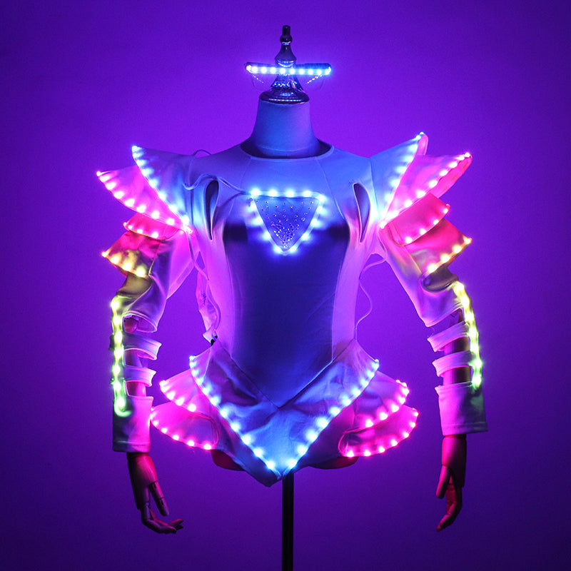 Full Color LED Costume Light Up Luminous Clothes Ballet Tutu LED Dress ...