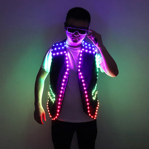 Colorful LED Luminous Vest Bar Clothing Jacket DJ Singer Dancer Performer Stage Waiter Clothes Glowing costume