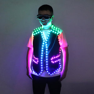 Colorful LED Luminous Vest Bar Clothing Jacket DJ Singer Dancer Performer Stage Waiter Clothes Glowing costume