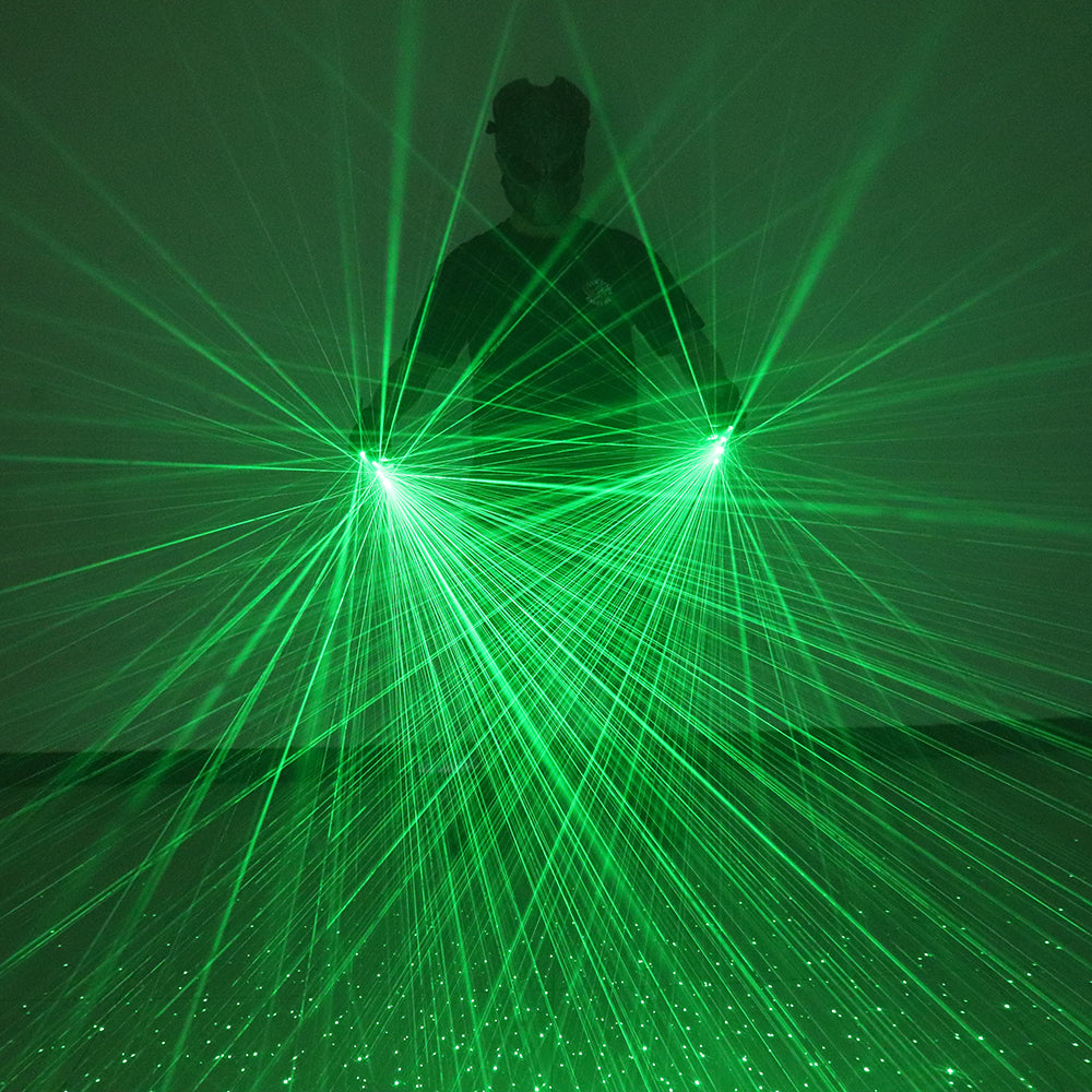2 in 1 Green Laser Gloves DJ Singer Bar Nightclub Laser Show Props LED Robot Mechanical Multi-ray Gloves