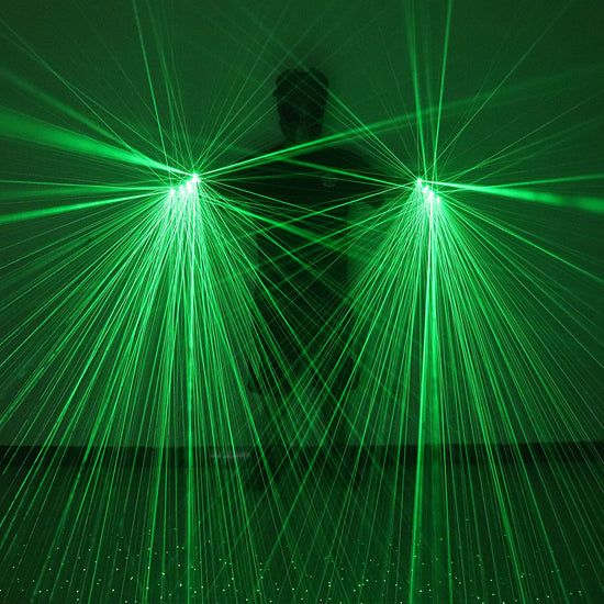 2 in 1 Green Laser Gloves DJ Singer Bar Nightclub Laser Show Props LED Robot Mechanical Multi-ray Gloves