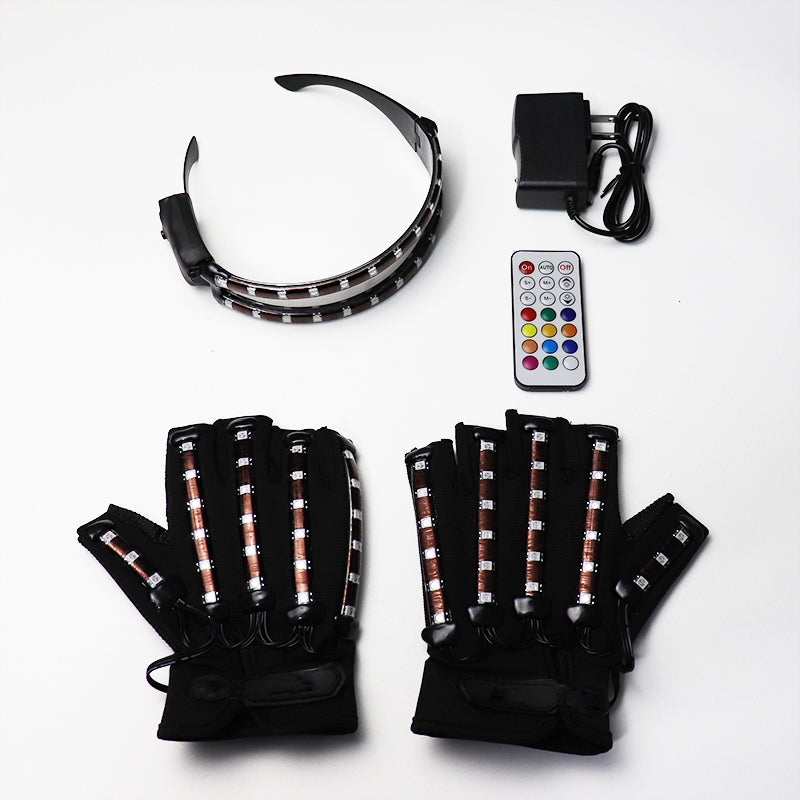 LED Gloves Glowing Glasses Light Up Glasses Rave Costume Decor DJ Dance Performances Luminous Props Halloween Decorati