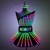 Full Color LED Dress Suits Nightclub Luminous Glasses Costume Singer Dj GoGo Glowing Sexy Skirt Party Light Up Dancer Clothing